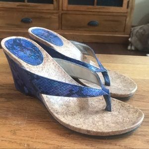 Purple Faux Python Pattern Wedged Sandal